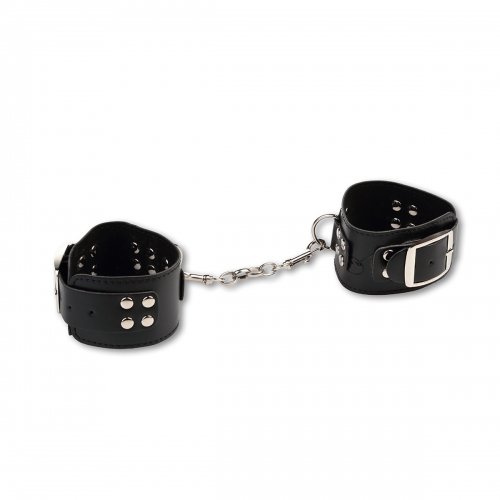 Широкие наручники с карабинами и цепочкой photo 1