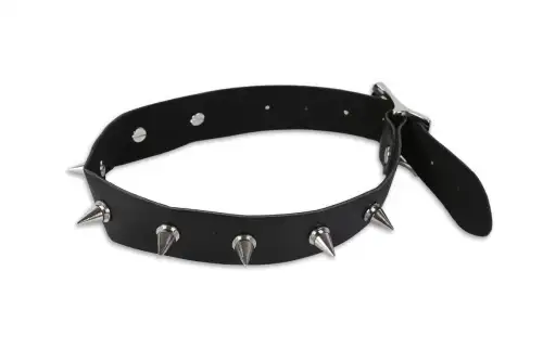 Узкий  ошейник с шипами, черный photo 1