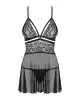 Эротический кружевной комплект с сеточкой Obsessive 838-BAB-1 babydoll & thong black XXL, черный photo 3