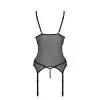 Корсет с подвязками и ажурным лифом Christa Corset black L/XL — Passion, стринги в комплекте photo 6