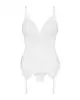 Сатиновый кружевной корсет Obsessive 810-COR-2 babydoll & thong L/XL, белый, корсет, танга photo 3