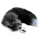 Металлическая анальная пробка Лисий хвост Alive Black And White Fox Tail M, диаметр 3,4 см photo 1