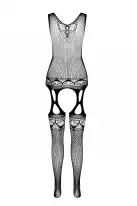 Бодистокинг с плетением на груди Passion BS099 One Size, white, открытый доступ, имитация подвязок photo 4