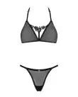 Полупрозрачный комплект Obsessive Celia Noir 2-pcs set M/L, бюстгальтер, стринги photo 3